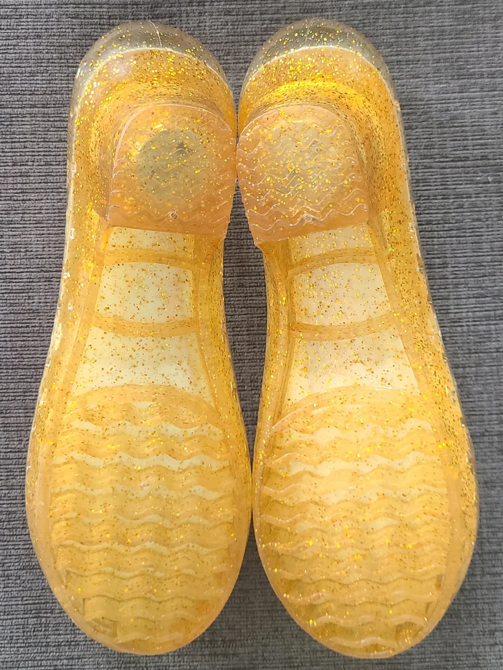 💛Disney Princess Yellow Glitter Jelly Shoes with light up heels💛